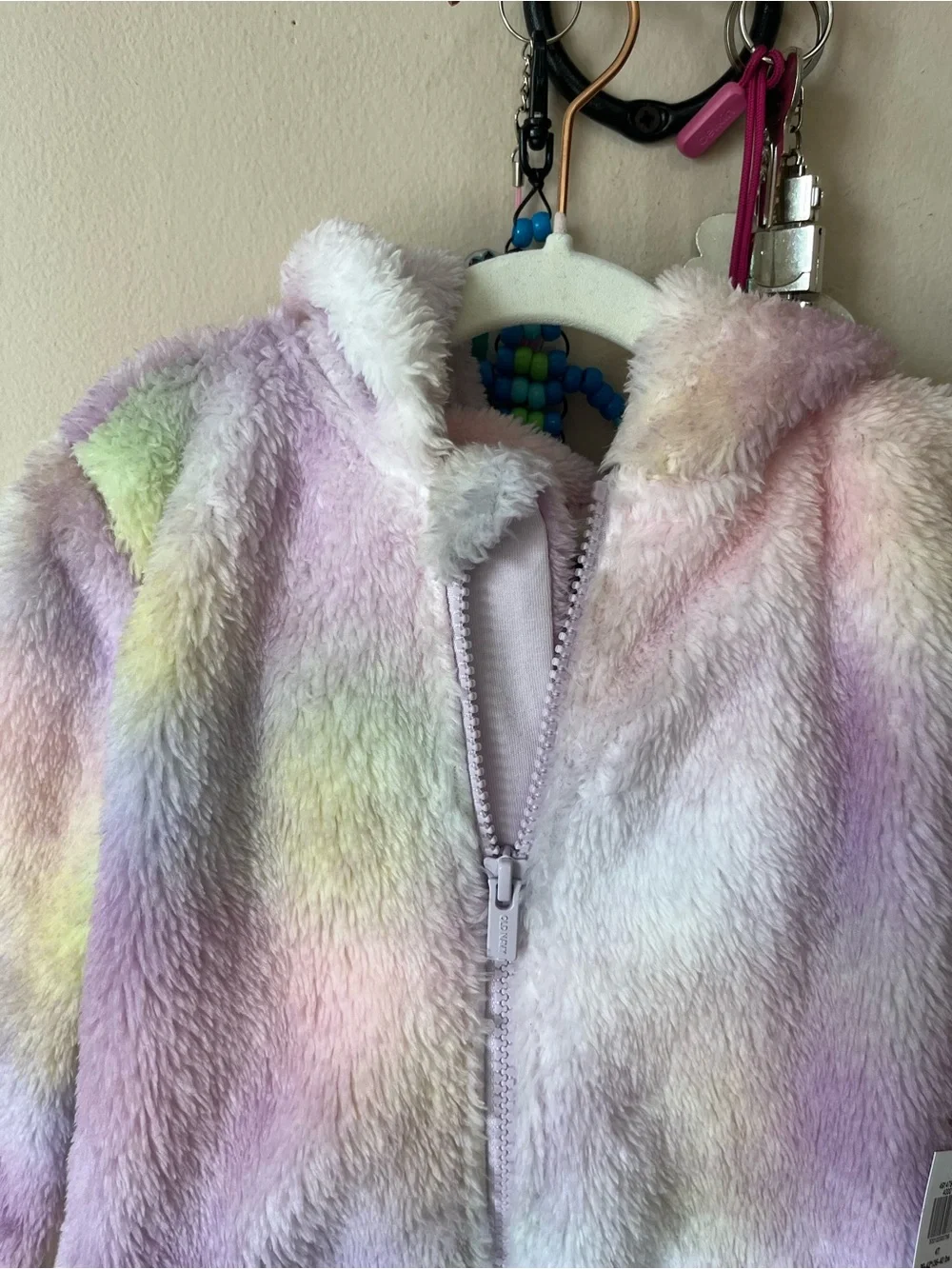 Old Navy Unicorn Critter Girls' Pastel Faux Fur Hooded Jacket - iridescent horn